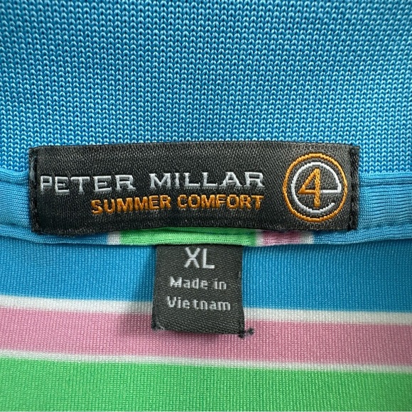 Peter Millar Summer Comfort Polo Shirt Men’s XL Short Sleeve Blue Green Striped - Picture 5 of 8